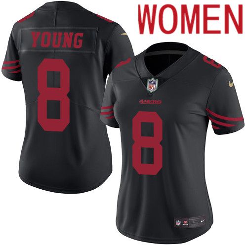 Women San Francisco 49ers 8 Steve Young Nike Black Vapor Limited NFL Jersey